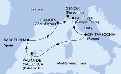 Krstarenje Zapadnim Mediteranom Brodom MSC Seaview