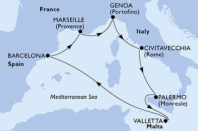 Krstarenje zapadnim mediteranom - msc world europa